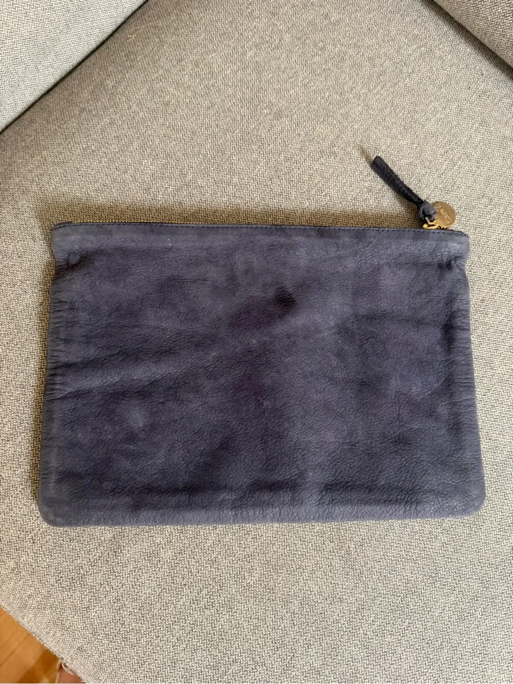 Black Floral Leather Zip Pouch with Red Flowers and Green Leaves